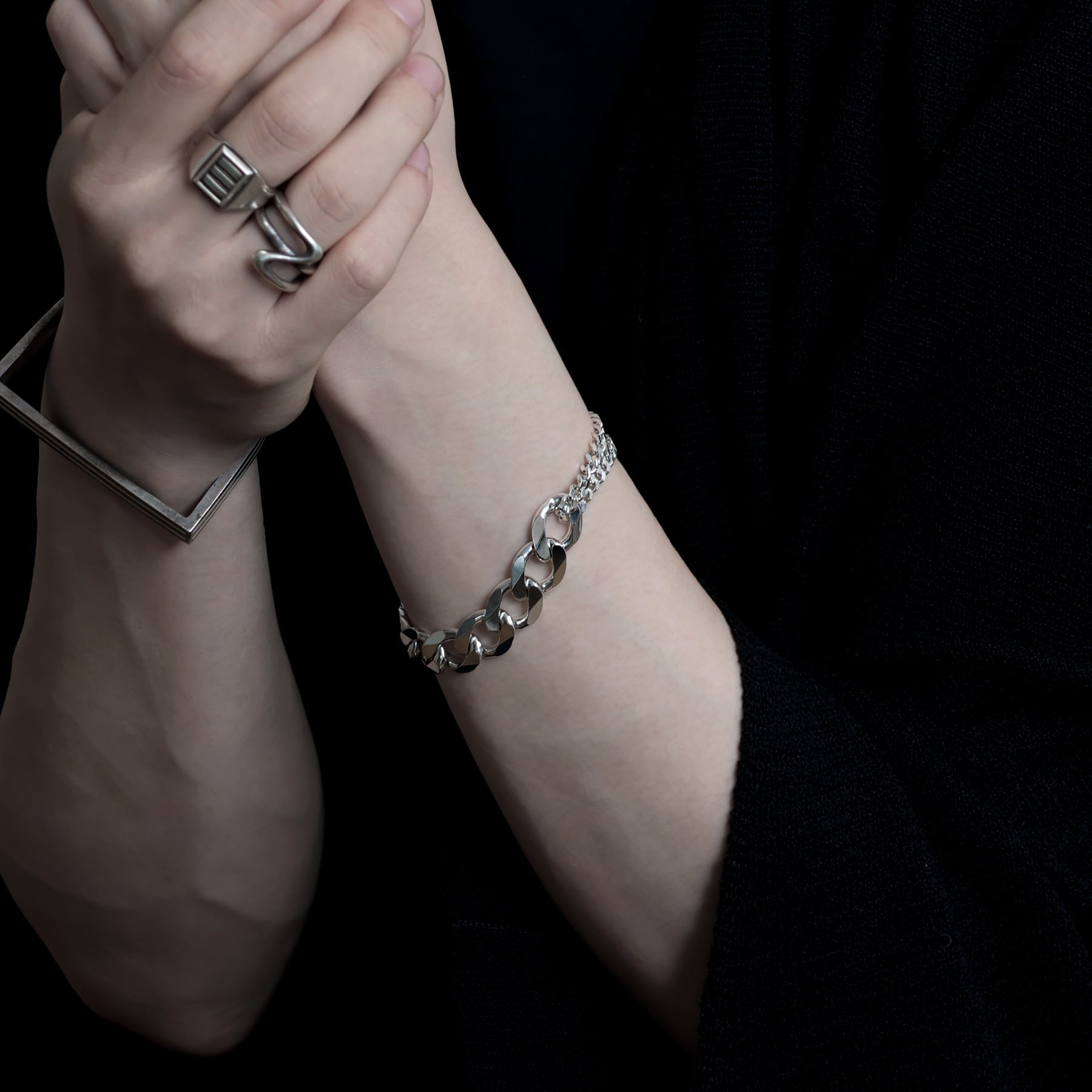 more big flat & middle chain bracelet [BB1] / Y2010KHB0907 | YArKA