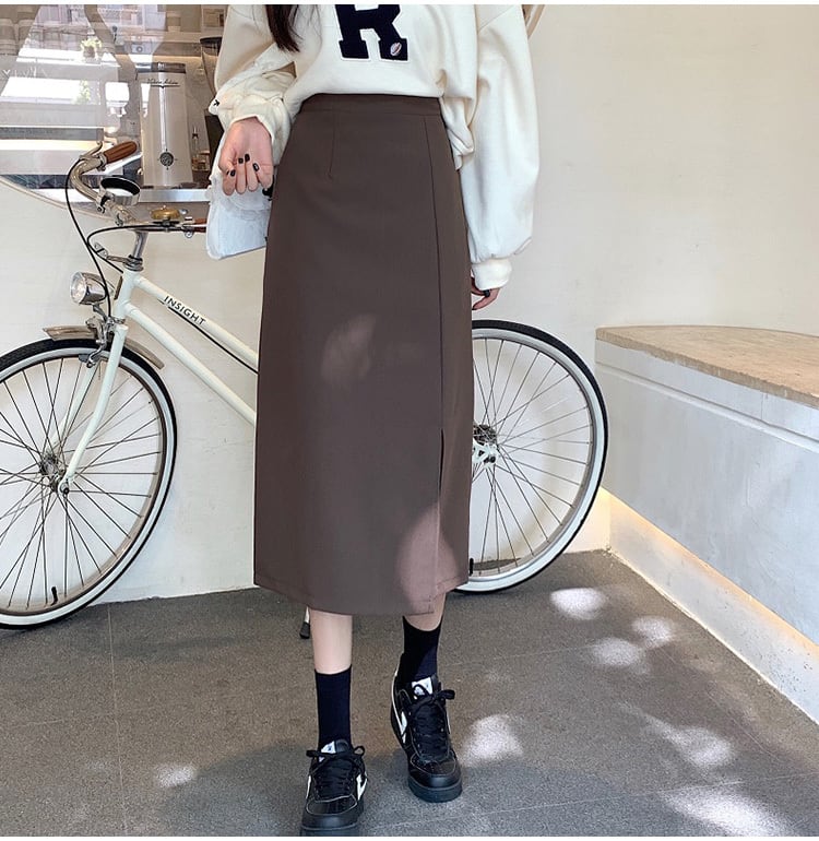 スカート ボトムス ロングスカート タイトスカート 膝下 ミモレ ミモレ