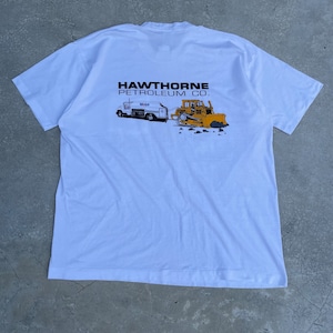 -VINTAGE- USA製 HAWTHPRNE PETROLEUM CO. POCKET Tee -WHITE- [XXL]