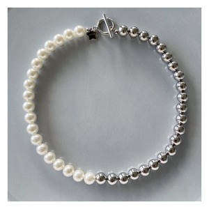 Pearl and Silver Ballchian Necklace