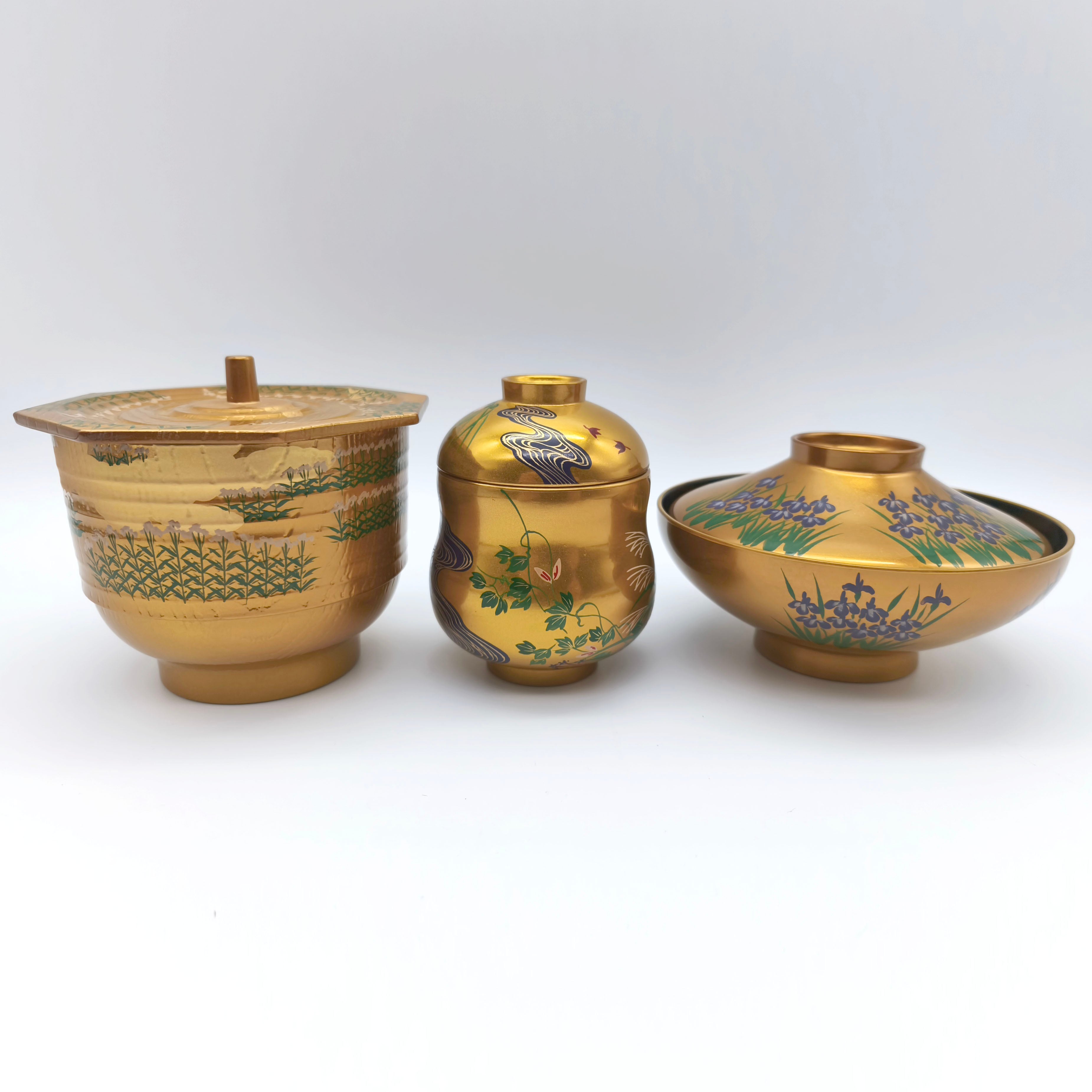 蒔絵師・堀川美峰造・黄金の美・漆蒔絵椀十二ヶ月・12客セット・金城樓