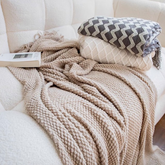 モコモコベージュブランケット[pl089]