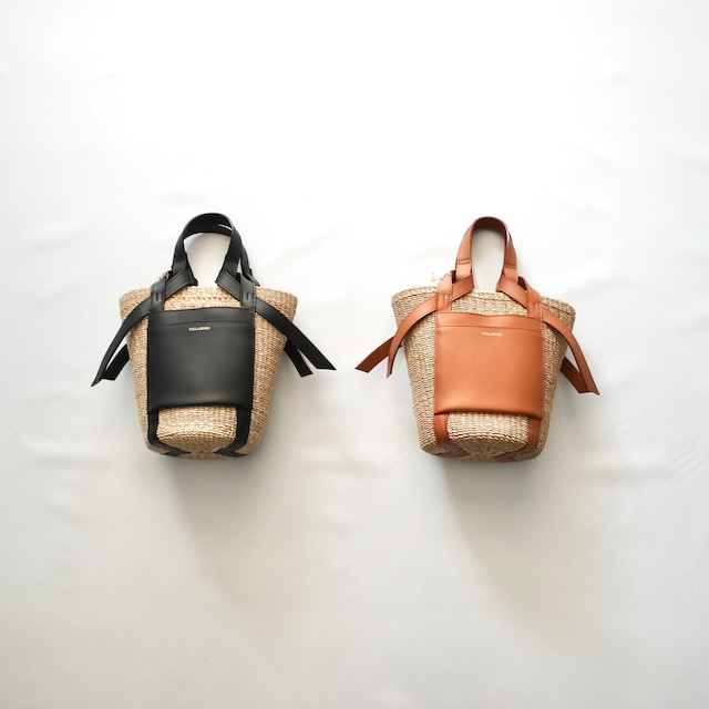 【VIOLAd'ORO ヴィオラドーロ】-MIRO- FINE ABACA×ITALIAN LEATHER HAND BAG ファインアバカ×イタリアンレザーハンドバッグ V-8593 (2COLORS)