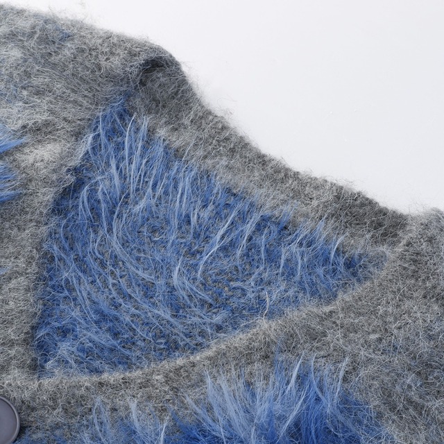 Contrast shaggy cardigan A00049