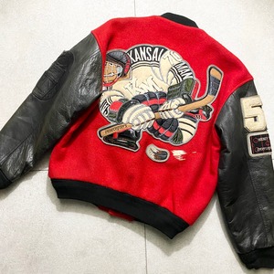 KANSAI MAN ice hockey motif leather switching blouson