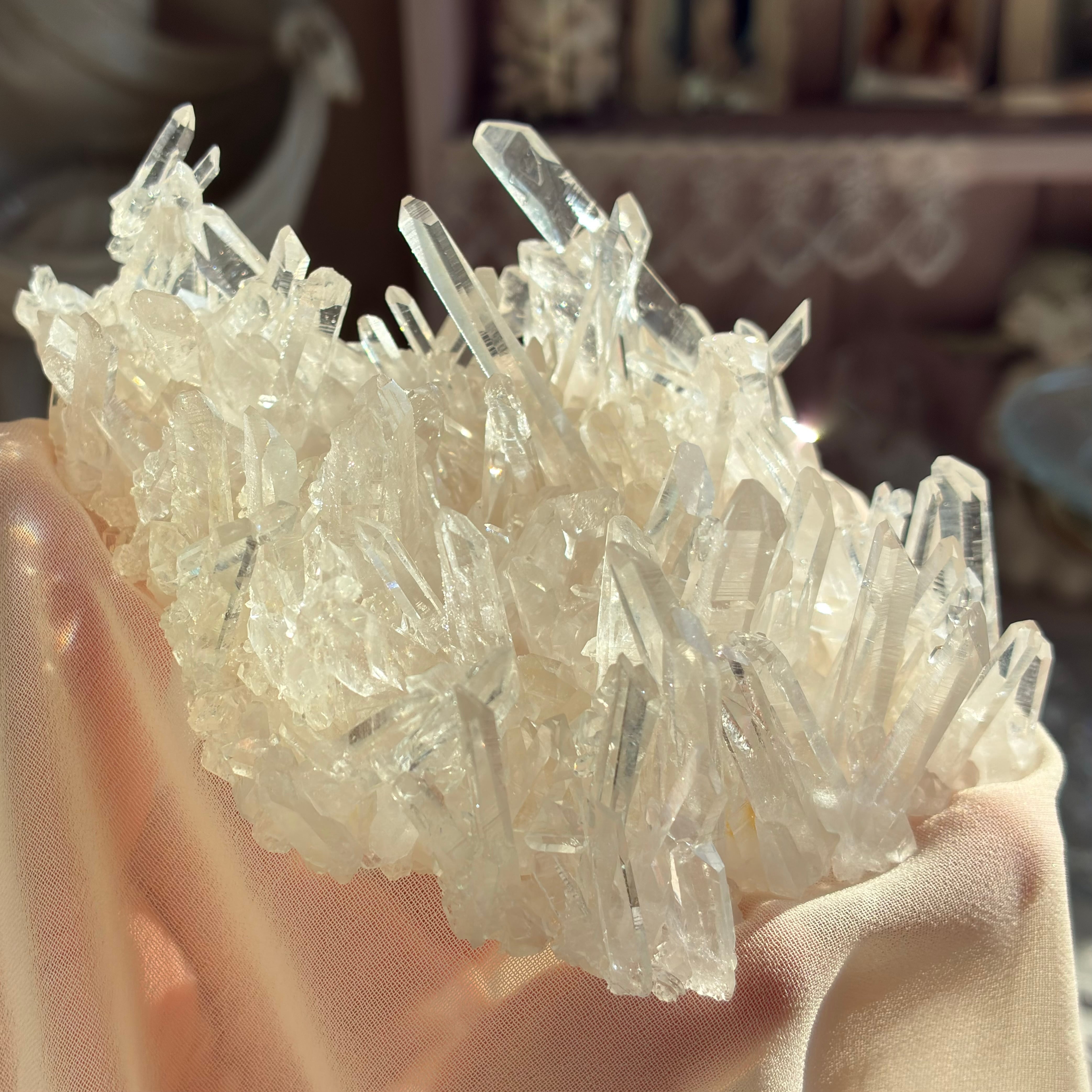 希少クラスター 中国四川省産 天然菊花水晶クラスター s72 | PAY ID