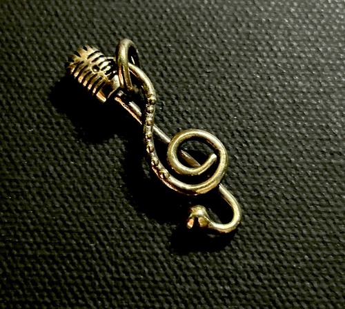 G clef microphone pendant brass made in dirty　Rock Culture Jewelry