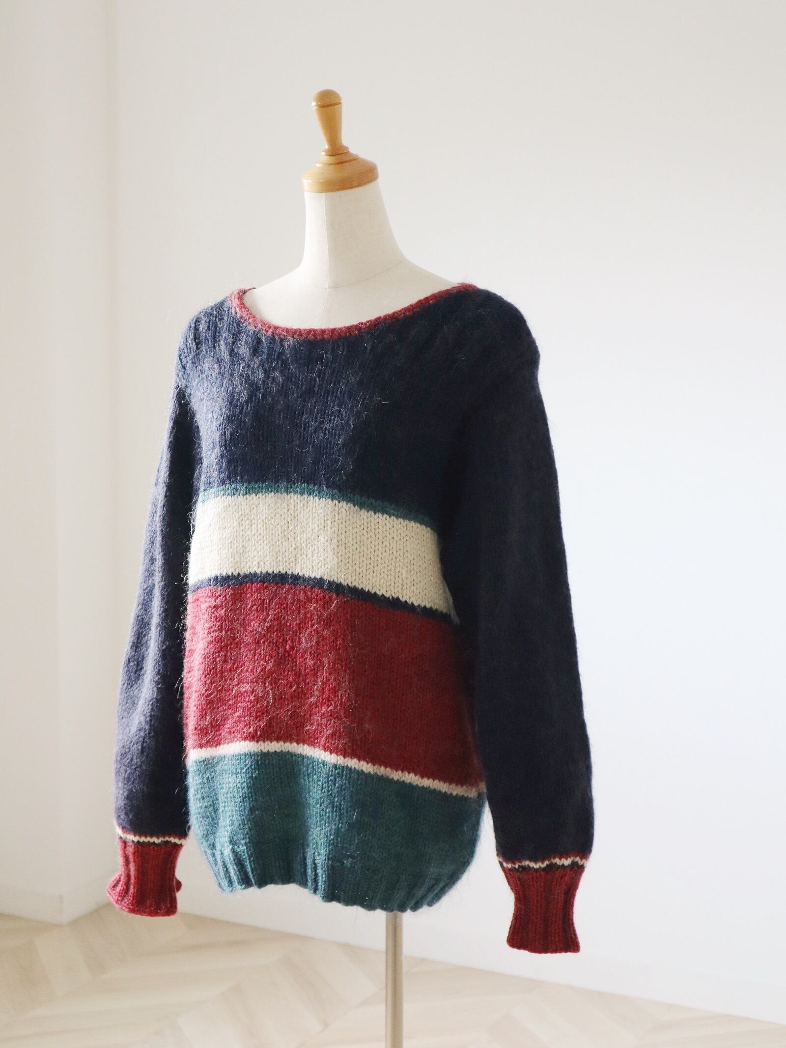 design color striped & elbow patch wool sweater
