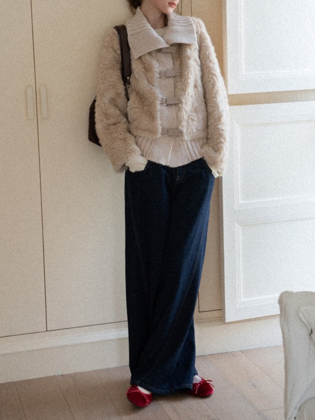 【M0263】Faux Fur Knit Jacket