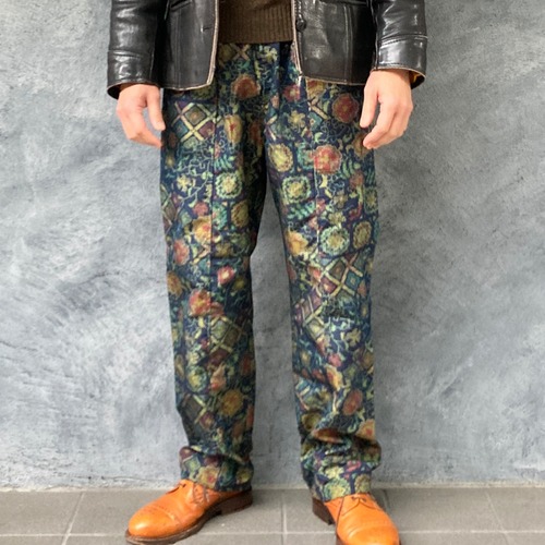 着物リメイクパンツ - kimono elastic waist pants