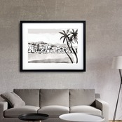 fleeting holiday ⅱ｜海へ続く道をモノクロで描いた大人のスタイリッシュアートポスター｜白黒インテリアに映える洗練の一枚A4ポスター