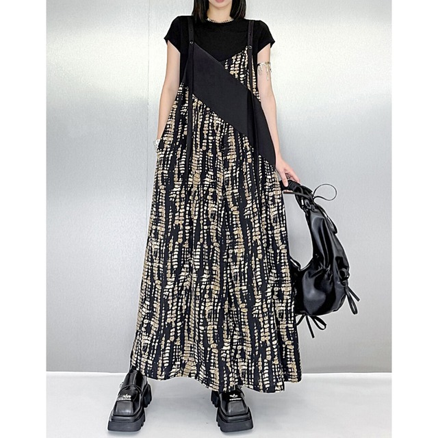 Tie-dye wide salopettes C0265