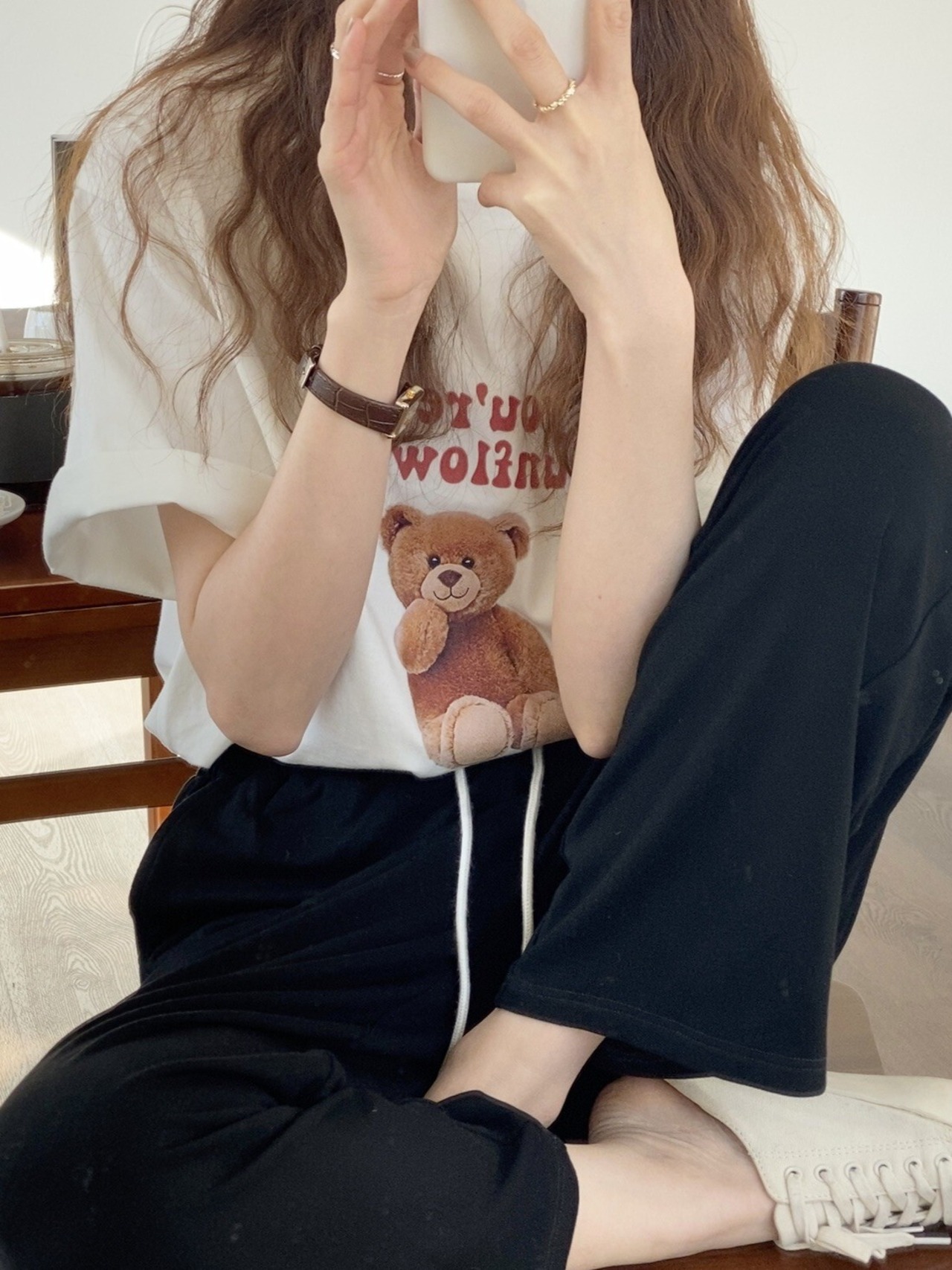 くまちゃんプリントTシャツ D1361