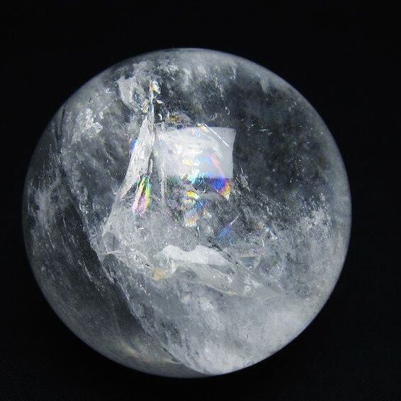 水晶 丸玉 虹入り 60mm スフィア 置物 水晶玉 一点物 151-8768