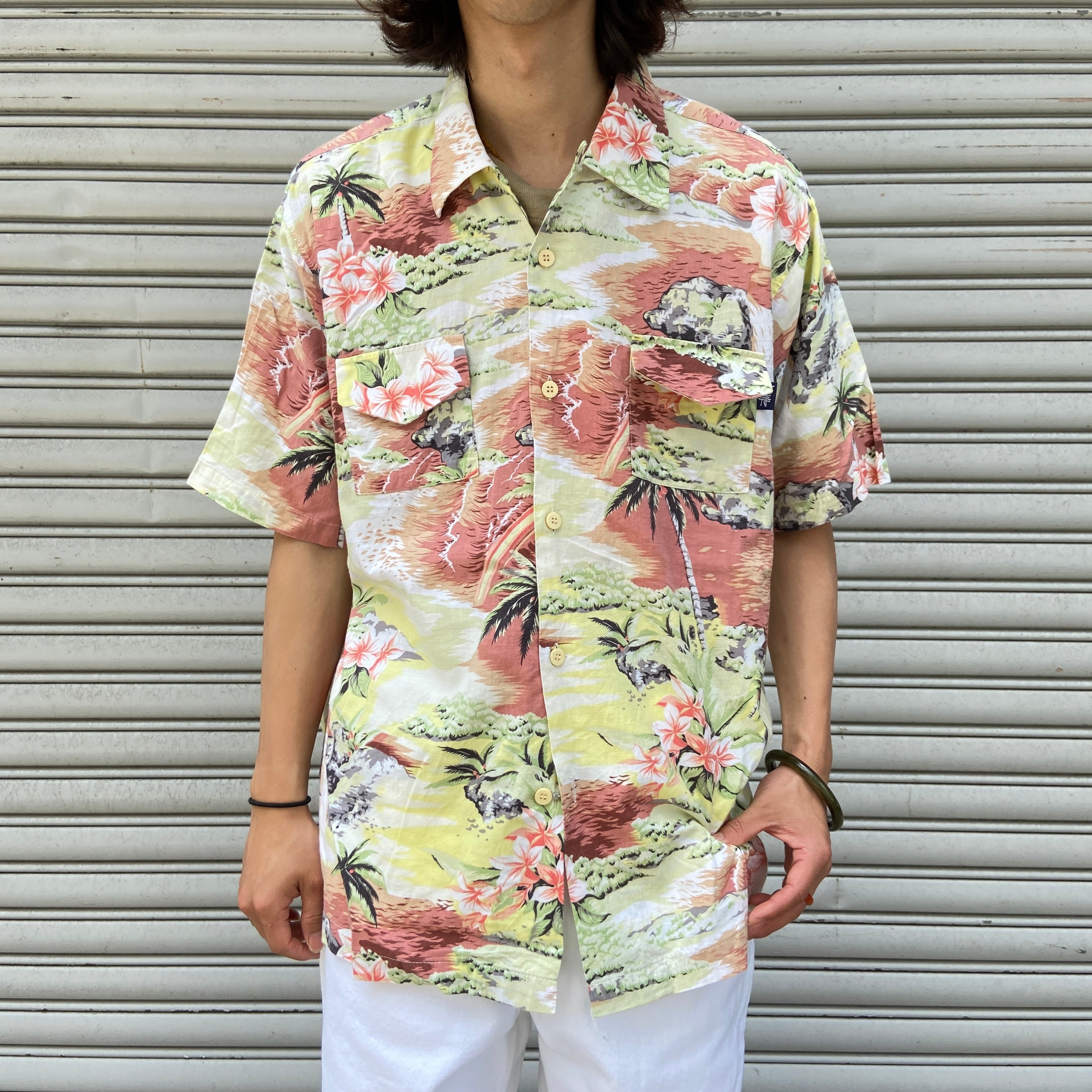 【希少】90s ステューシー STUSSY 半袖 シャツ 刺繍ロゴ L