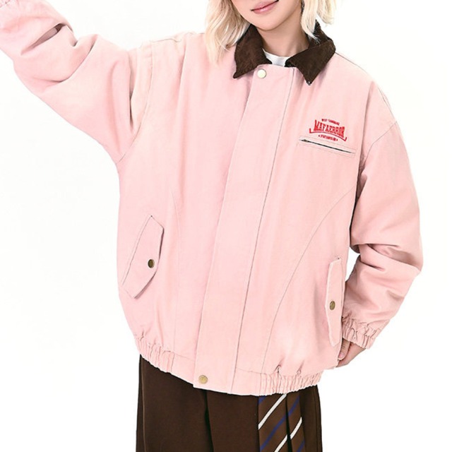 american casual back logo pink blouson　アメカジバックロゴピンクブルゾン　J1654