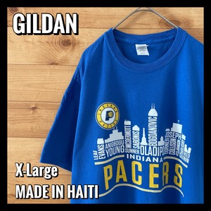 【GILDAN】NBA INDIANA  PACERS インディアナペイサーズ バスケ プリント Tシャツ XL オーバーサイズ us古着