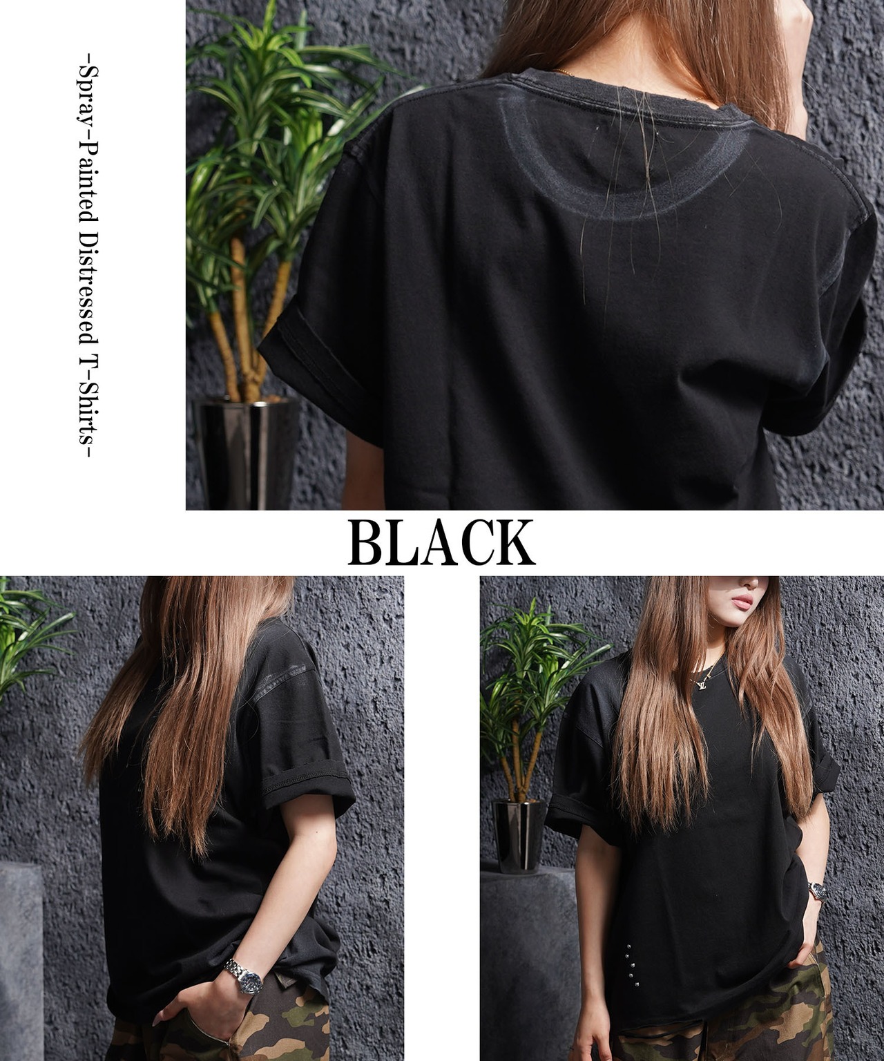 ◆スプレー加工 ダメージTシャツ◆fr-0336-9s