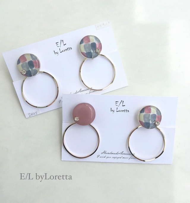 (全2色)Multicolor circle hoop pierce/earring