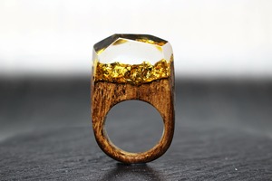 【送料無料】Modern Gold ～Resin Wood Ring～