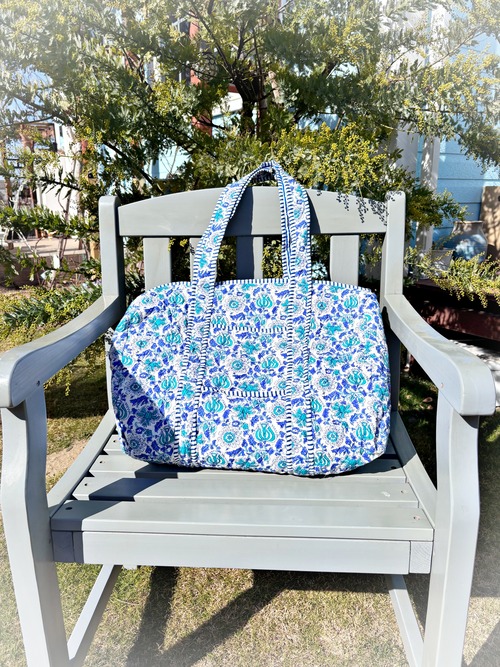 《Botanical Boston Bags ⑧》White × Blue