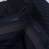 イタリア製 LARDINI ラルディーニ ストライプ 裾ダブル パンツ 44/ブラック メンズ