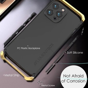 ◆iPhone16シリーズ 対応◆ 〔For iPhone〕Shockproof Metal Strip Case / 耐衝撃 メタルストリップ ケース