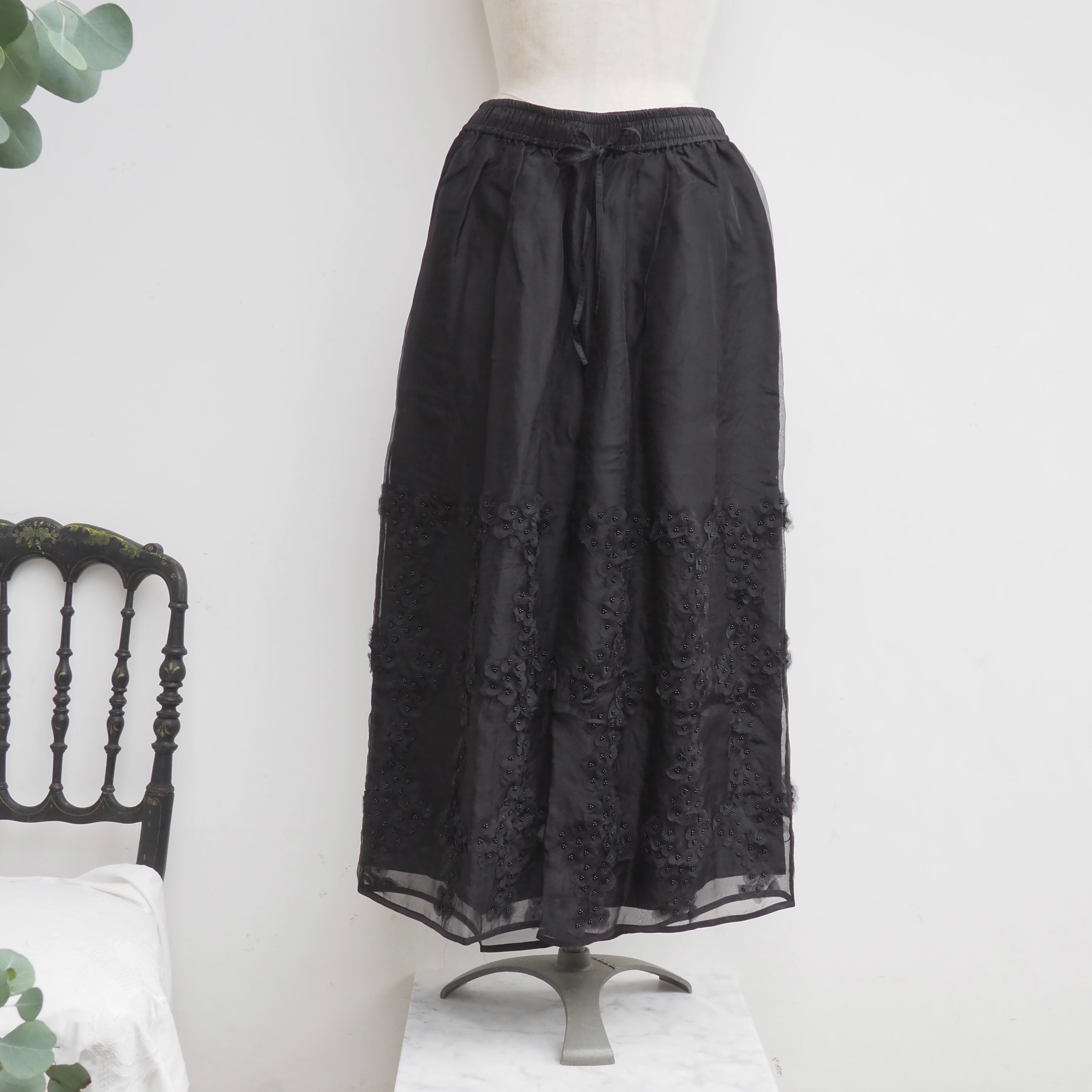 BUNON/Flower Layered Silk pants/シルクパンツ
