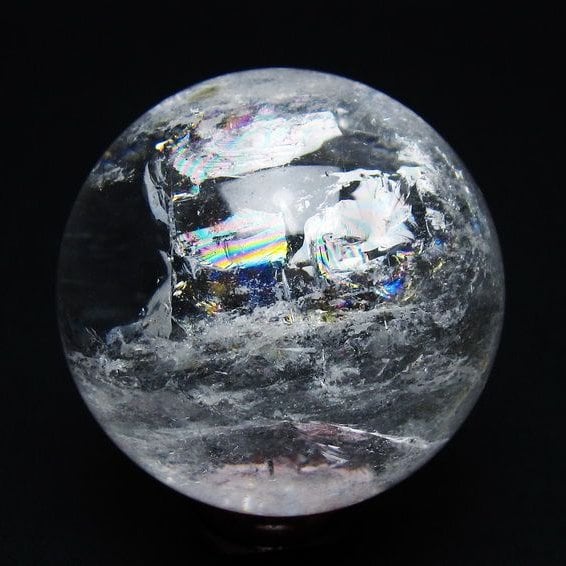 水晶 丸玉 虹入り 57mm スフィア 置物 水晶玉 一点物 151-8773