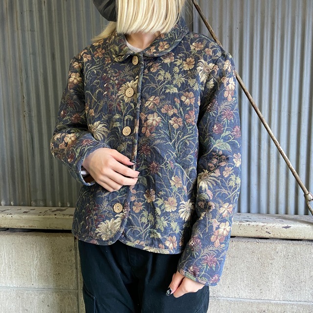 Coldwater Creek 花柄 総柄 ゴブランジャケット レディースL 古着 USA 