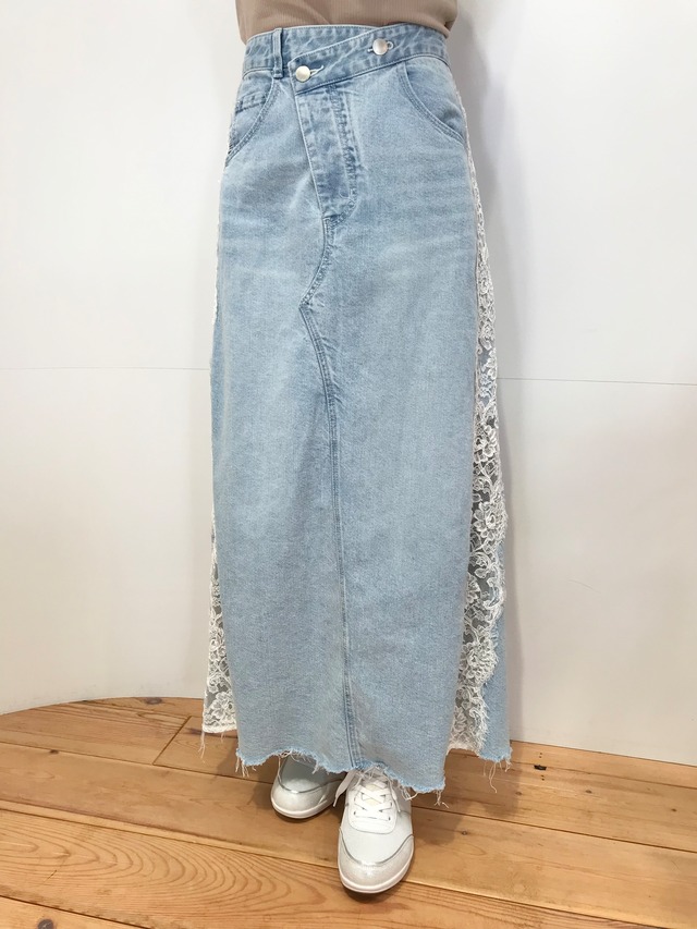 【GRACE CONTINENTAL】サイドレースデニムスカート