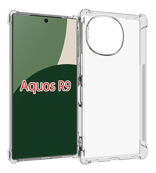 RKINC AQUOS R9 ケース SH-51E / SH-M28 対応 耐衝撃 クリア TPU カバー 米軍 衝撃吸収ポケット ストラップ装着可能 スマホケース