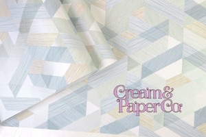 ホワイト × グリーン Geometric FL1-775302MT for DIY 53㎝×10m リピート64㎝