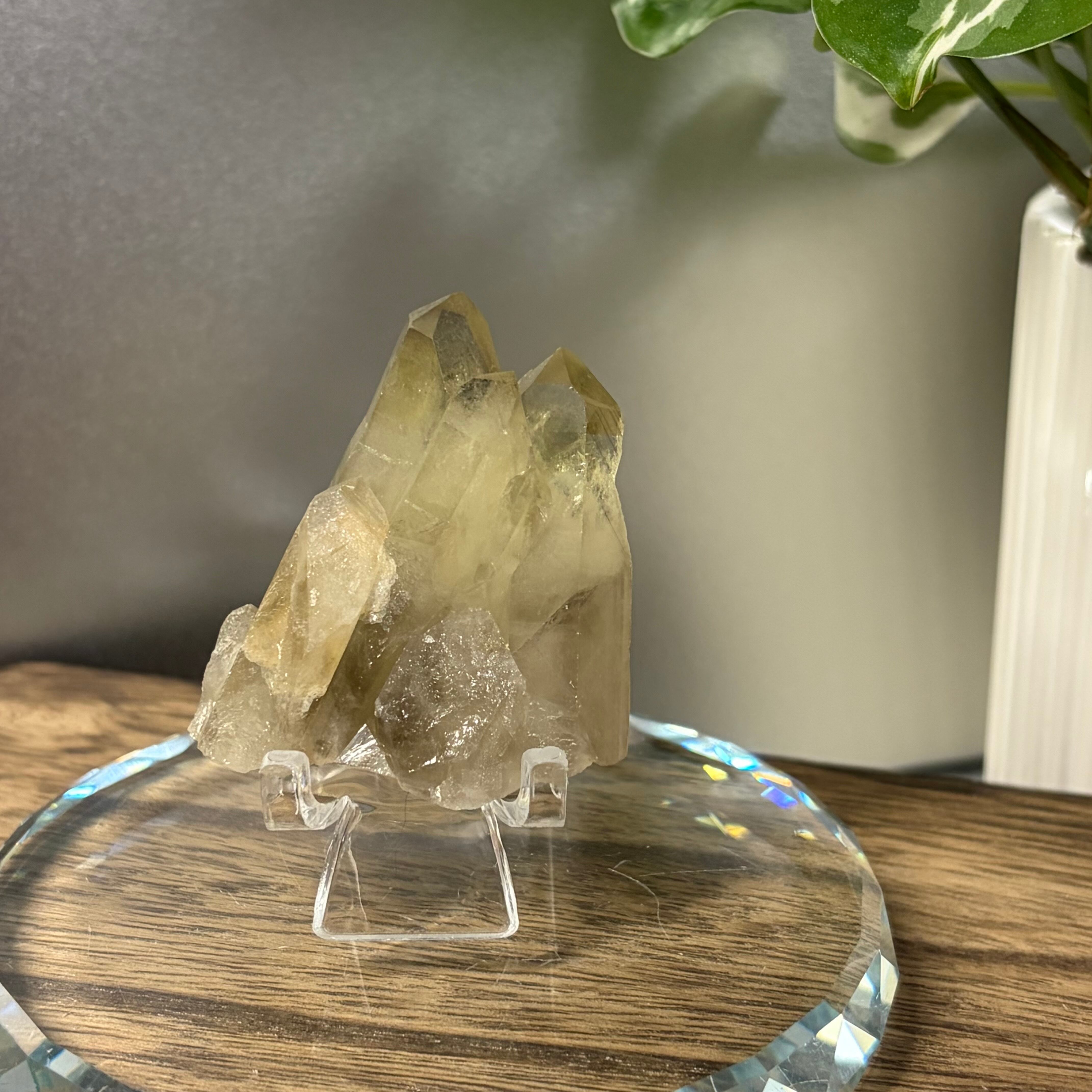 白稜の灯（はくりょうのひ）｜ヒマラヤ産水晶ポイント（140g／木製台座