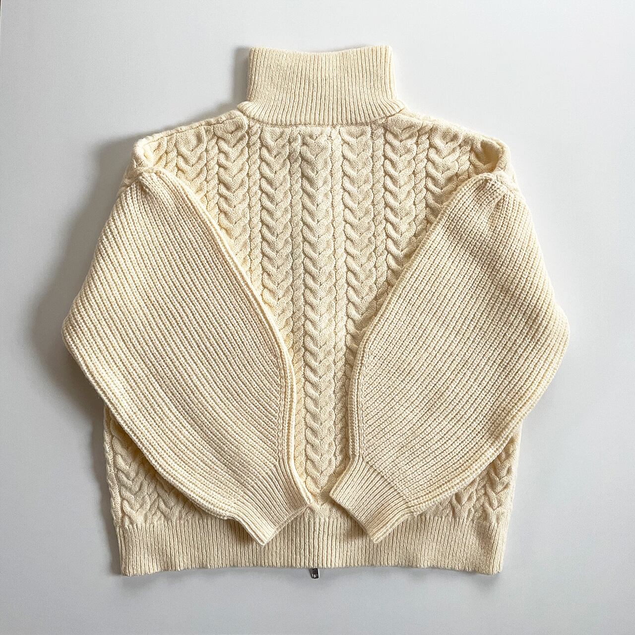 Double zip cable knit cardigan (ivory)