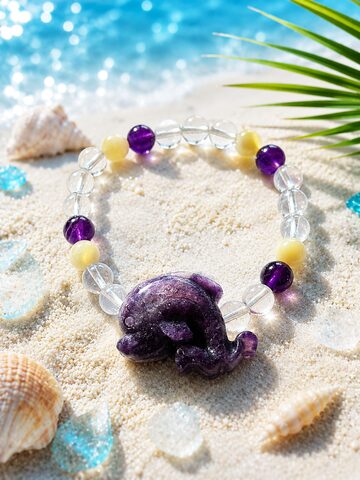 天然石♡クンツァイトとキャンディクオーツの紫陽花カラーブレスレット
