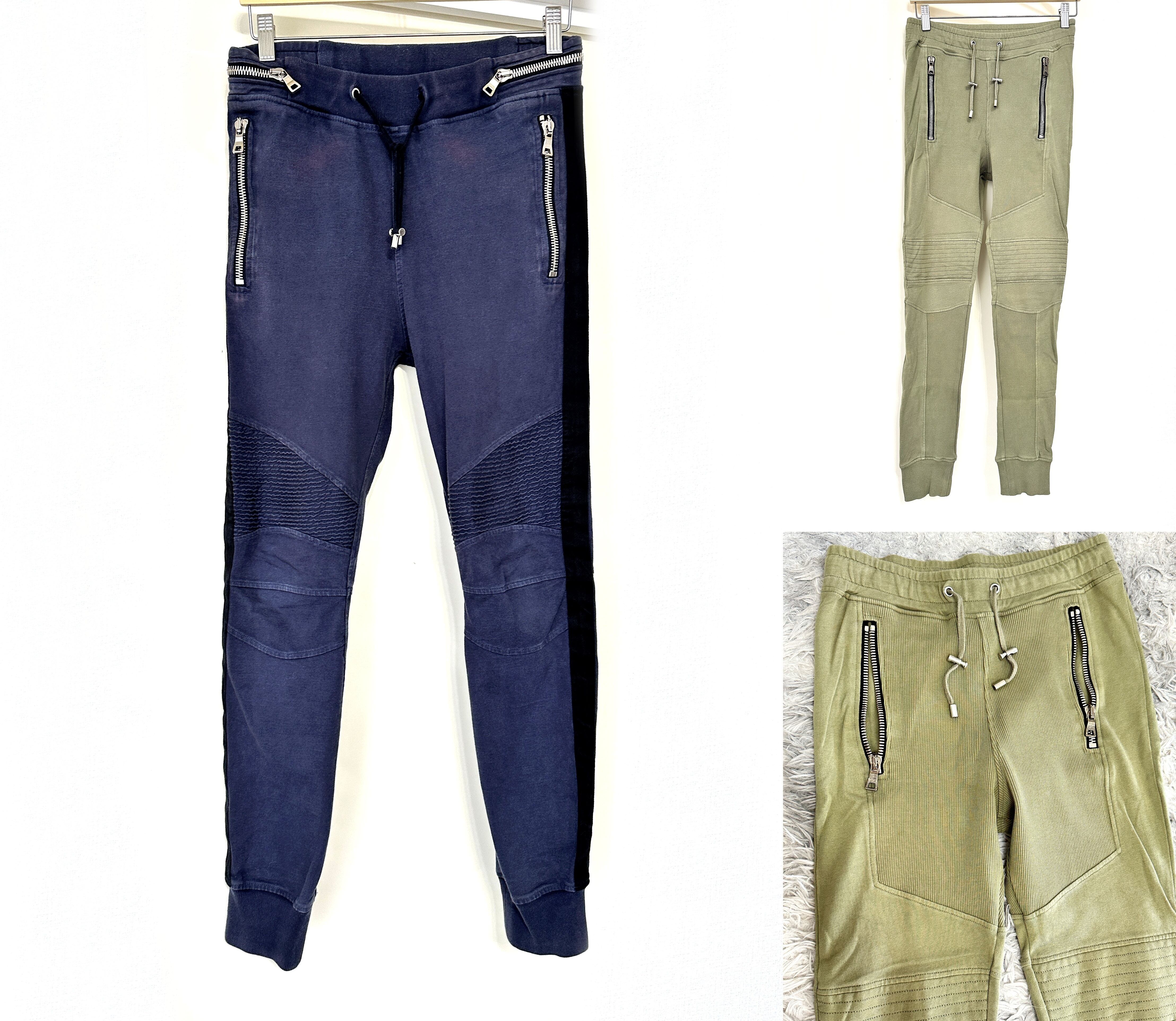 BALMAIN バルマン スウェット バイカー ジョガー パンツ 2本セット インディゴブルー ゴールドジップ