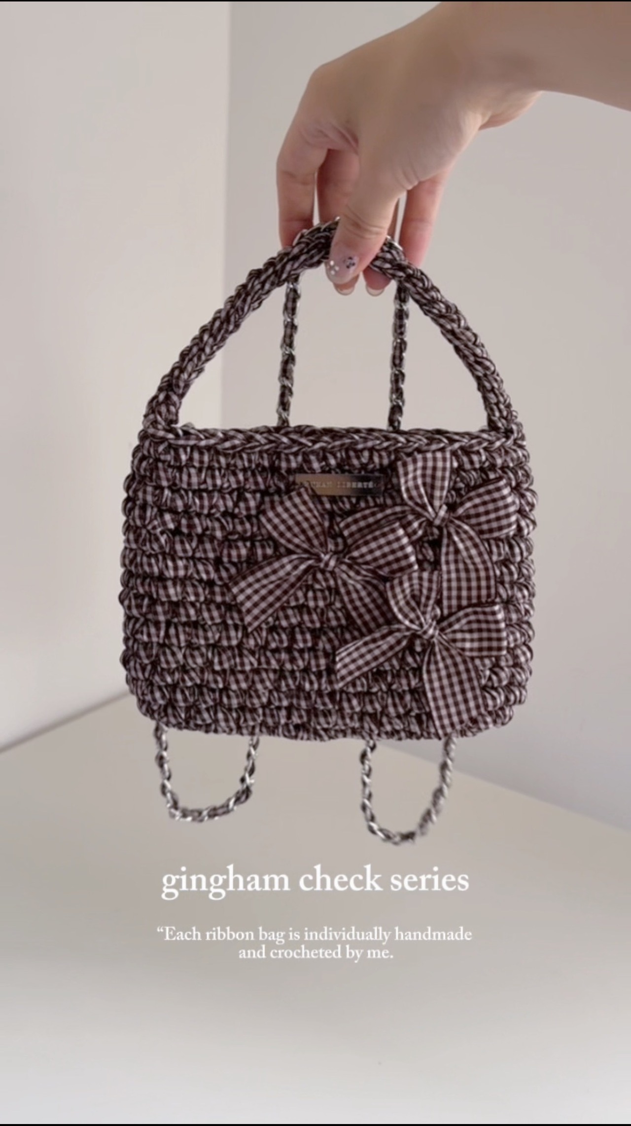 【即納】gingham check 9 brown
