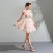 バレリーナ ドレス ワンピース ミニ丈 ビスチェ ペチコート メッシュレース フリル ピンク スパンコール 刺繍 フェミニン ガーリー 春夏 レディース　BADA0056