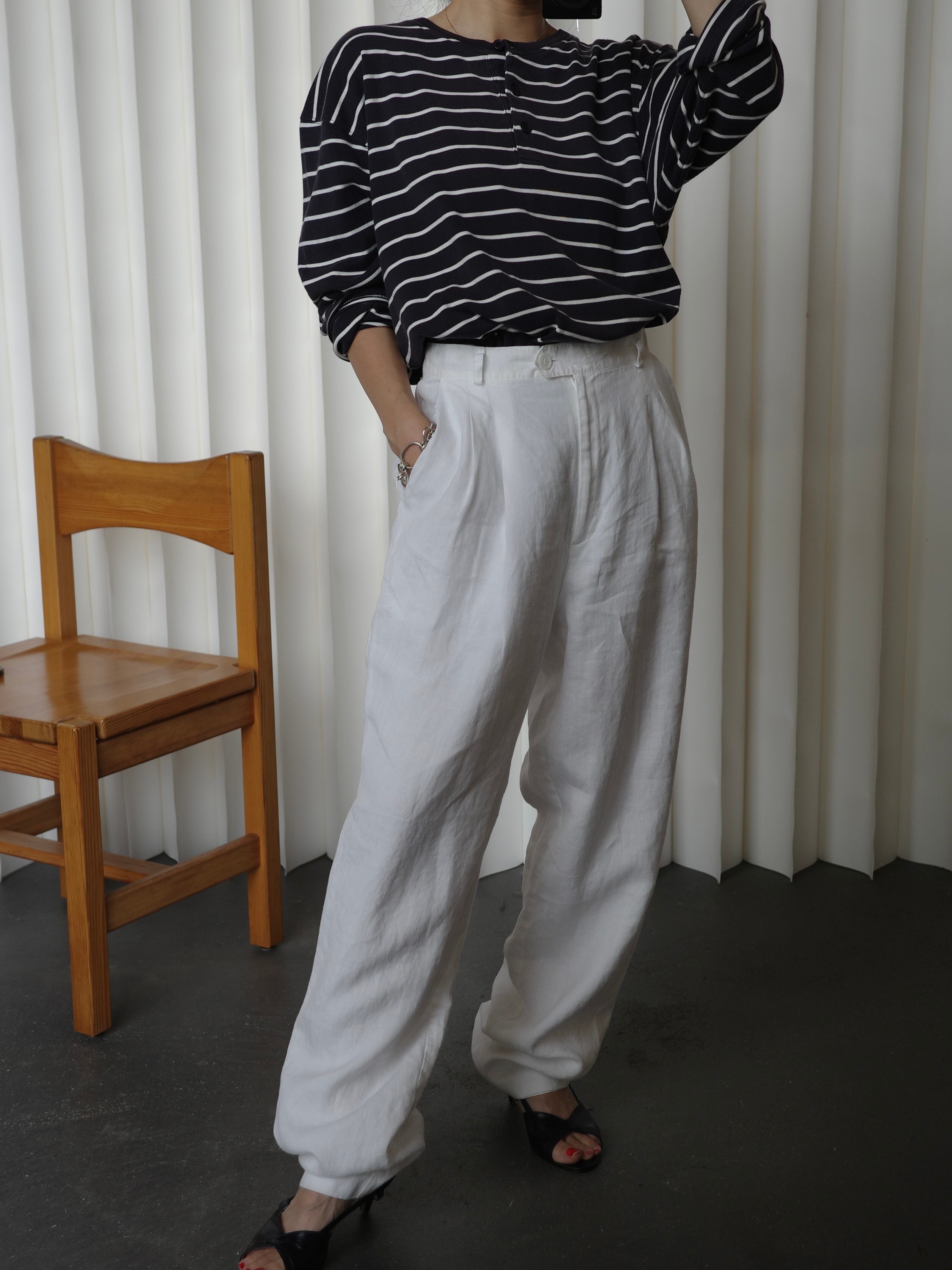 vintage〉henry neck border tops | CherLife