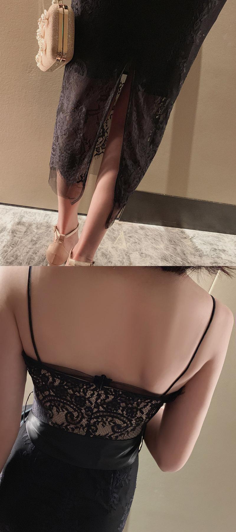 新作】【送料無料】 S-XLプラスサイズセクシーな黒のレースのドレスの