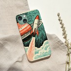 受注生産 iPhoneケース ロケットと雲海のレトロ宇宙｜宇宙ポスター風 RFSP060A