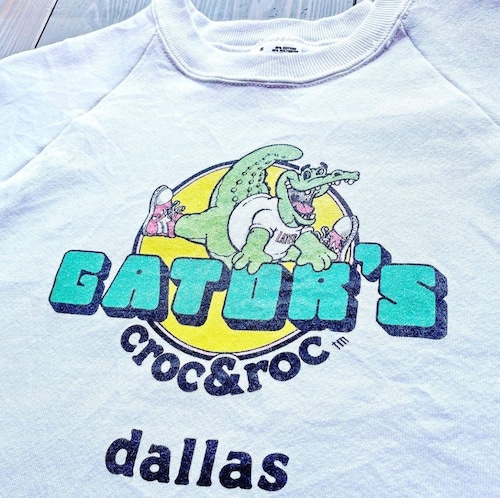90s  GATOR'S  croc & roc  Dallas INK print sweat shirt FRUITS OF THE LOOM  body Made in USA Size  SMALL