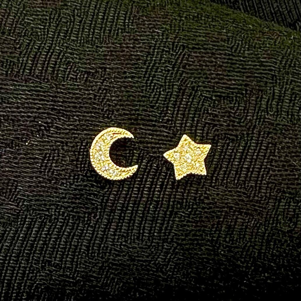 web限定[symbol] moon star stud earrings（single earring
