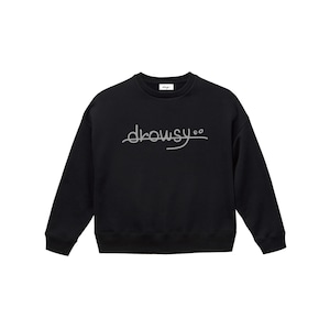 drowsy.. FRONT SIMPLE LOGO CREW SWEAT / 22AW / BK