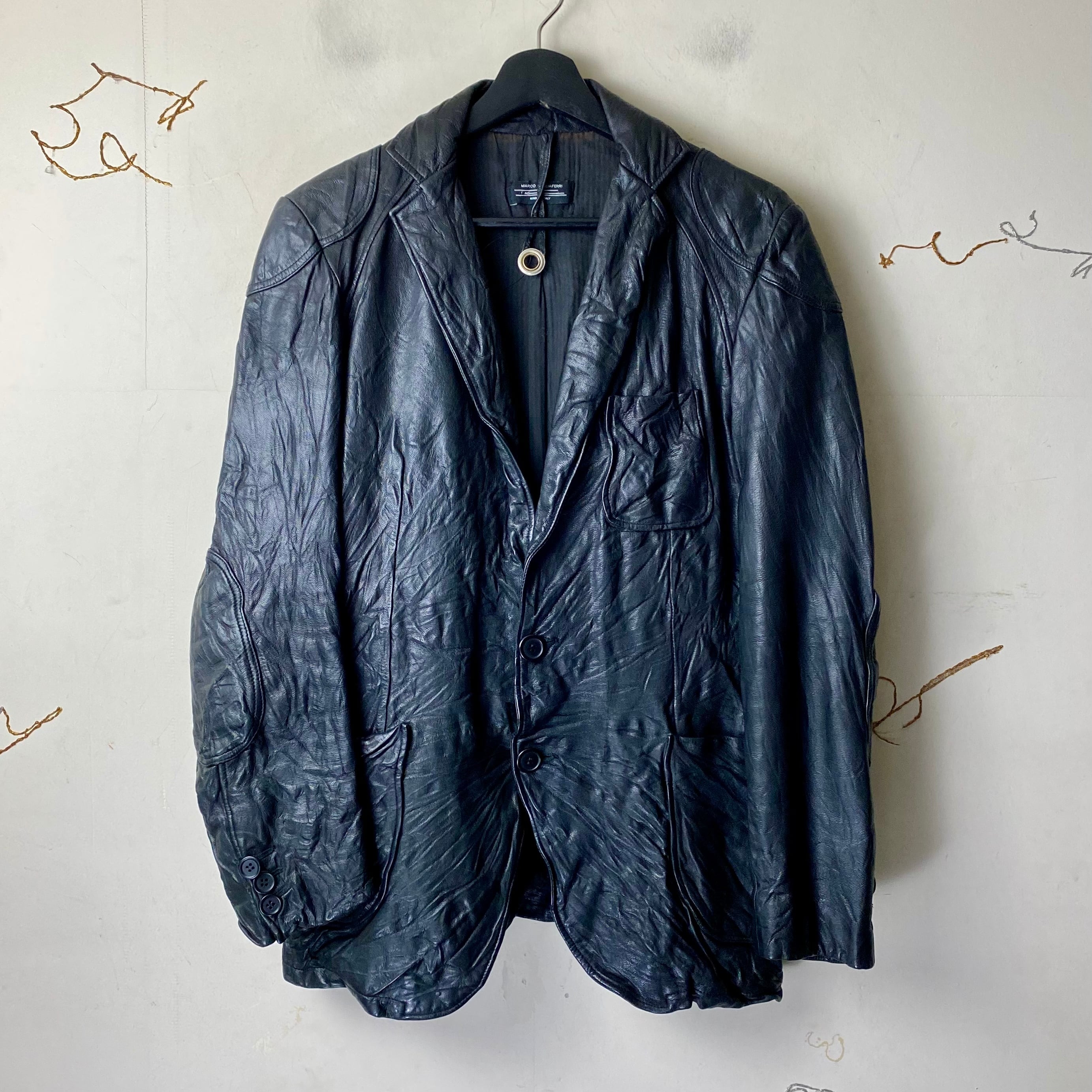 MARCO TAGLIAFERRI black leather tailored jacket | NOIR ONLINE
