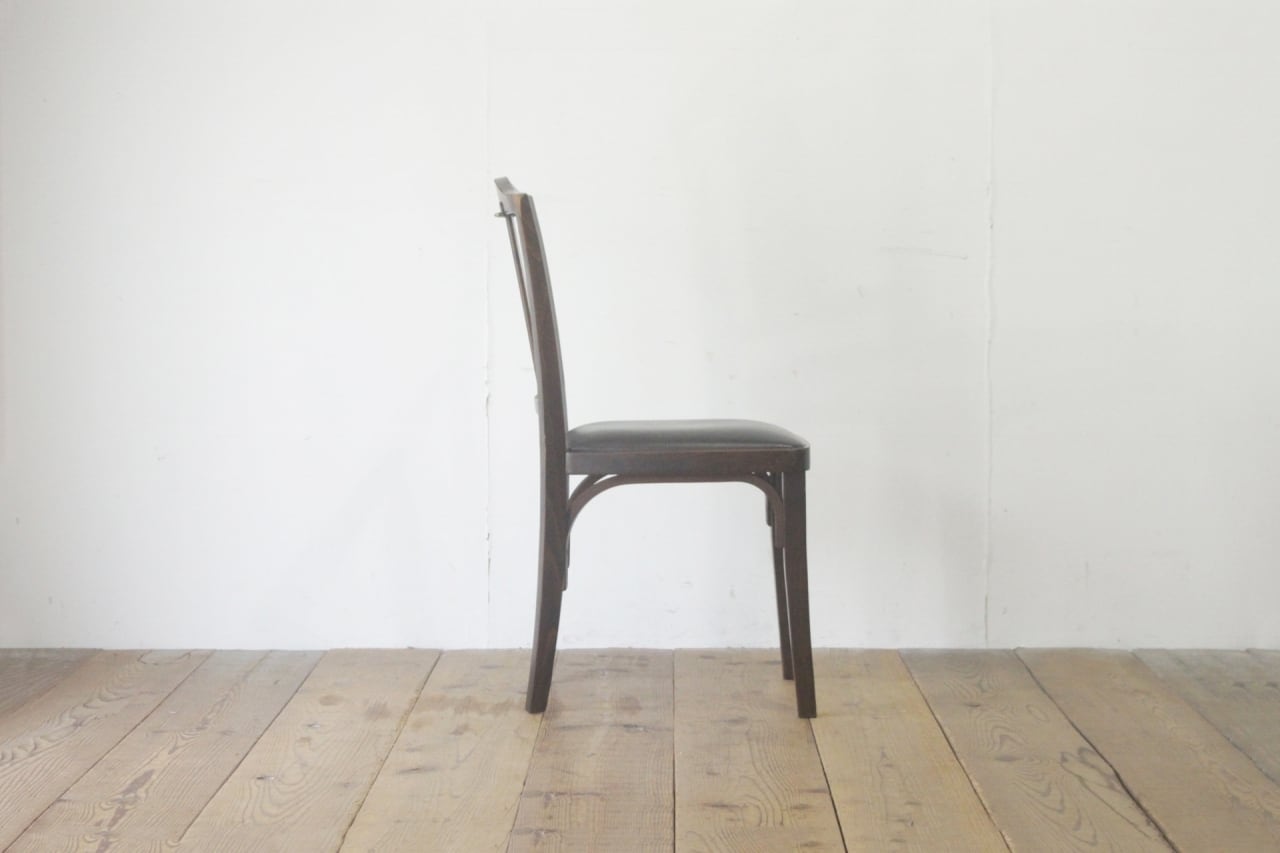 レトロ ダイニングチェア 椅子 木製 合皮 レザー こげ茶