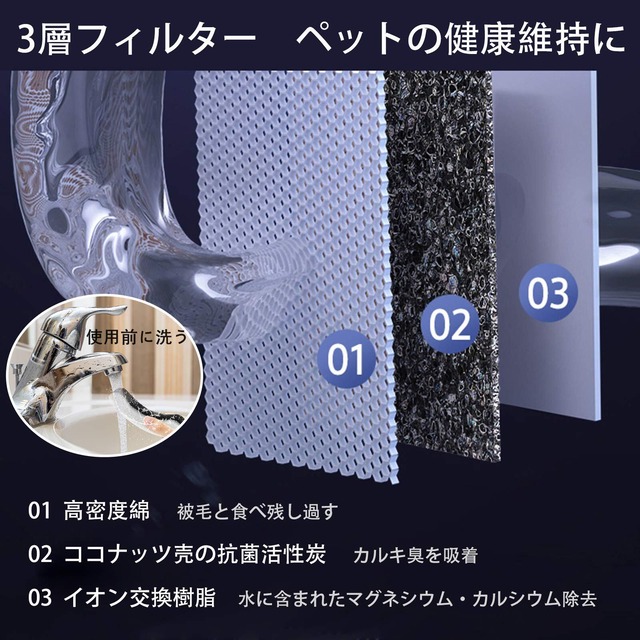 ALD 猫自動給水器 蛇口型 循環式 ペット 自動給水機 水飲み器 猫犬兼用 防水 お留守番対応 活性炭フィルター5枚入 1.8L大容量 全透明 清掃専用ブラシ付