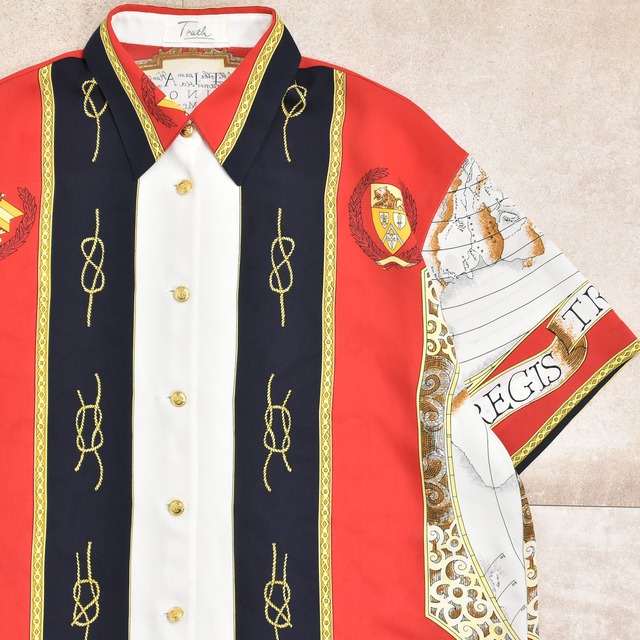 90s～ Luxury pattern poly shirt
