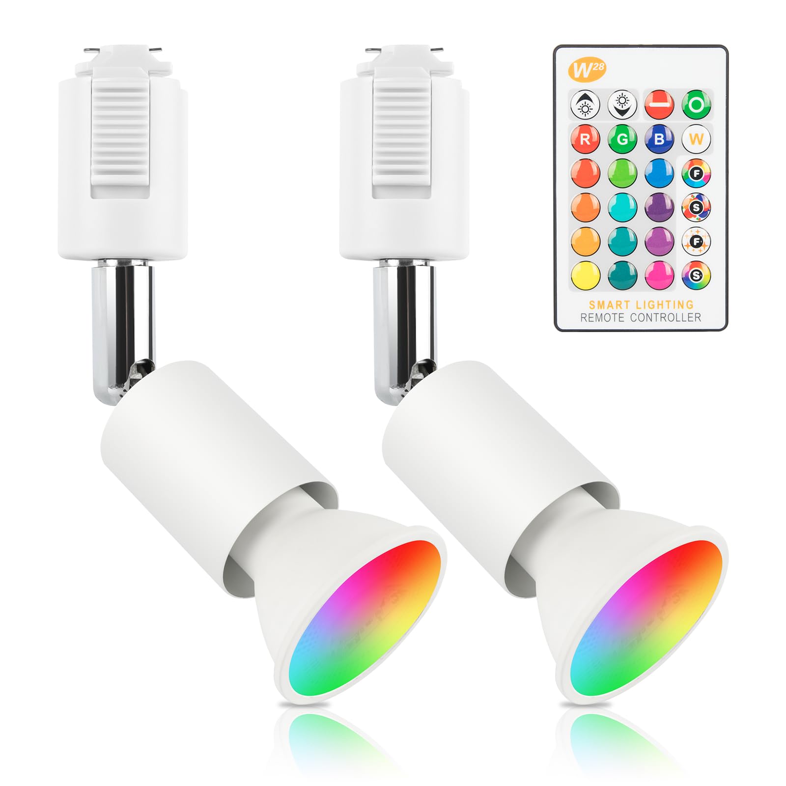 xydled ダクトレール スポットライト GU10 RGBW 16色 調光調色 40W形相当 LEDスポットライト 広配光 ライティングレール 照明 記憶機能 リモコン付き 日本語説明書付き 2個セット